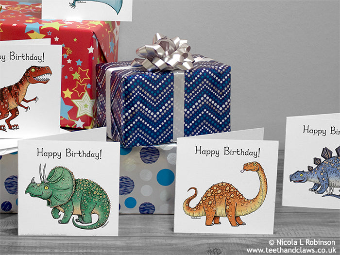 Dinosaur Birthday Cards © Nicola L Robinson www.teethandclaws.co.uk