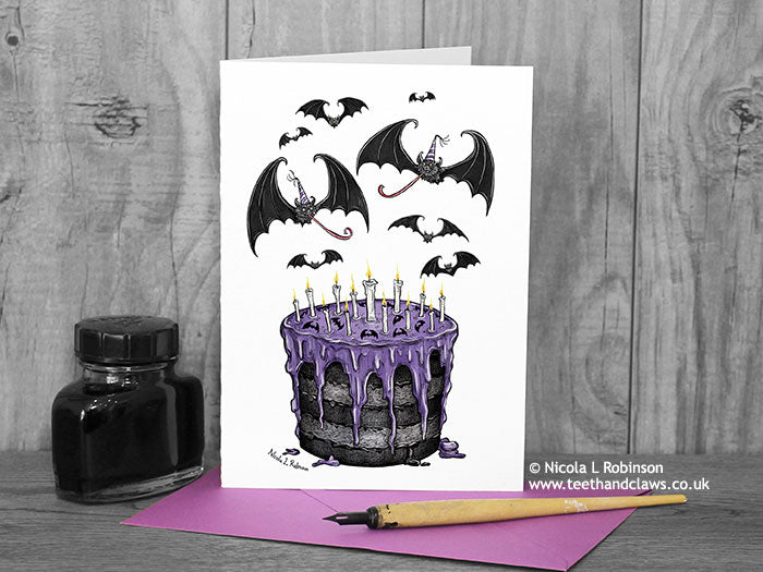 Gothic Bat Birthday Card © Nicola_L_Robinson