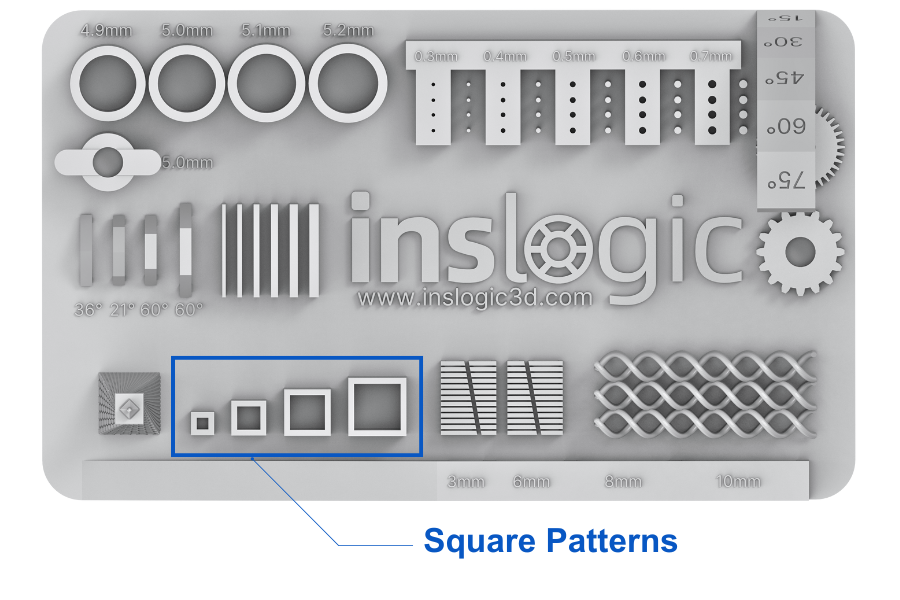 Inslogic_3D_Resin_Test_Model_Square_Patterns