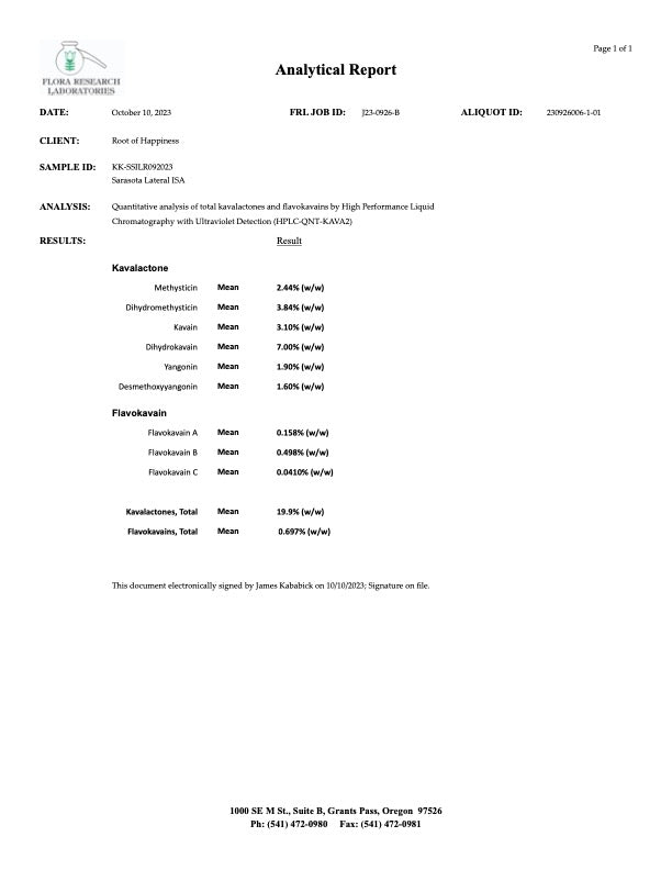 Kali Kava™ - Kali ISA Kava lateral root HPLC