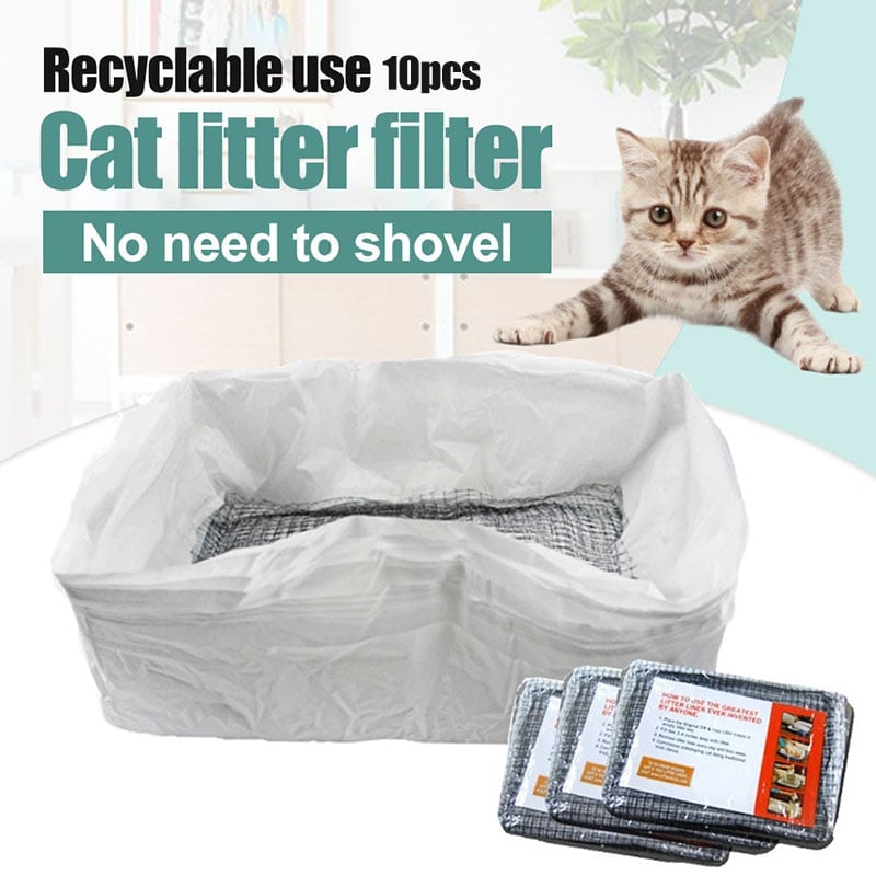 10 Pcs Reusable Cat Litter Box Liners Sifting Bag