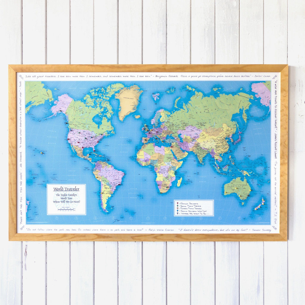 World Traveler Personalized Wall Map Detailed Map Of The