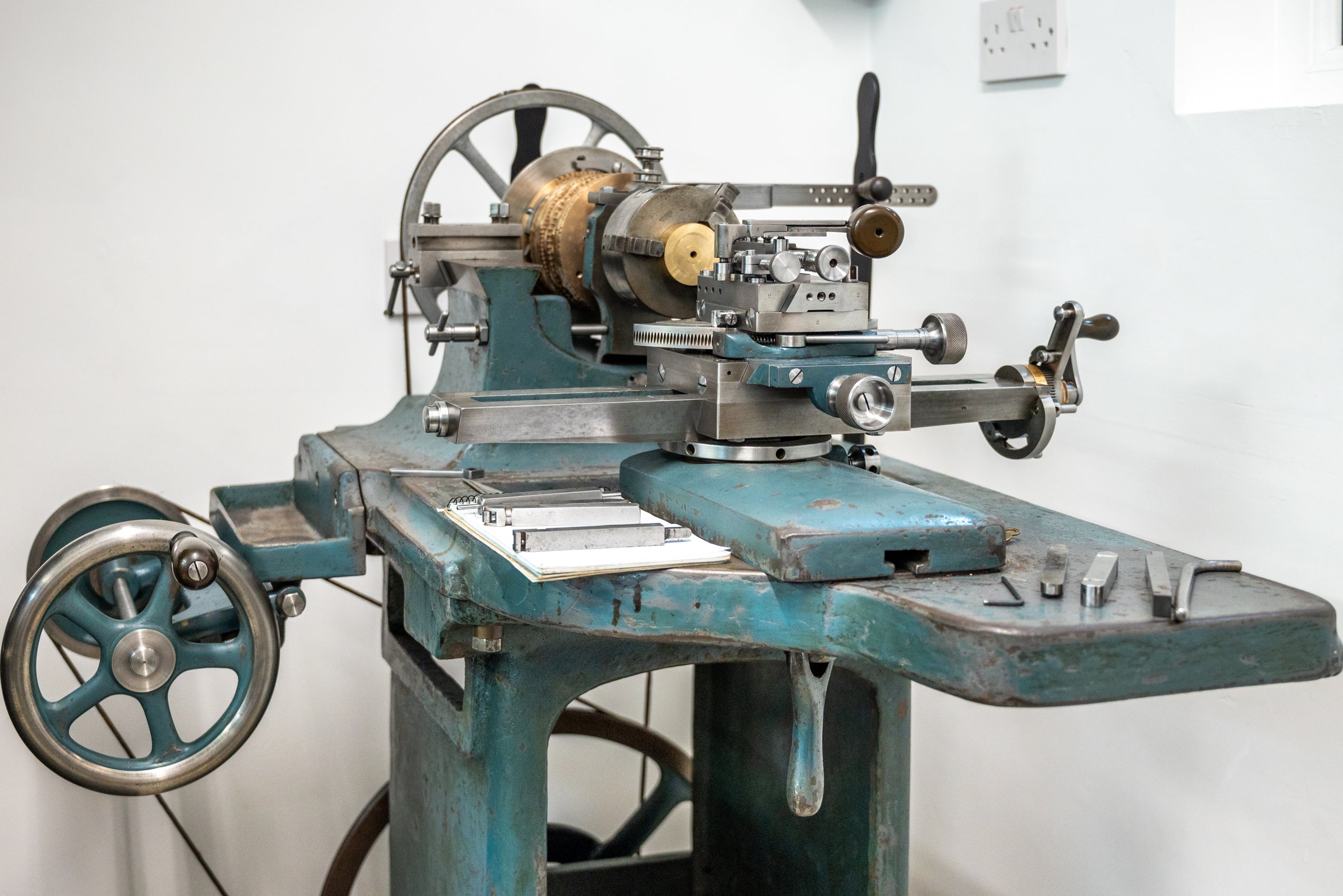 Historic rose engine lathe used for creating engine turned guilloche patterns on watch dials