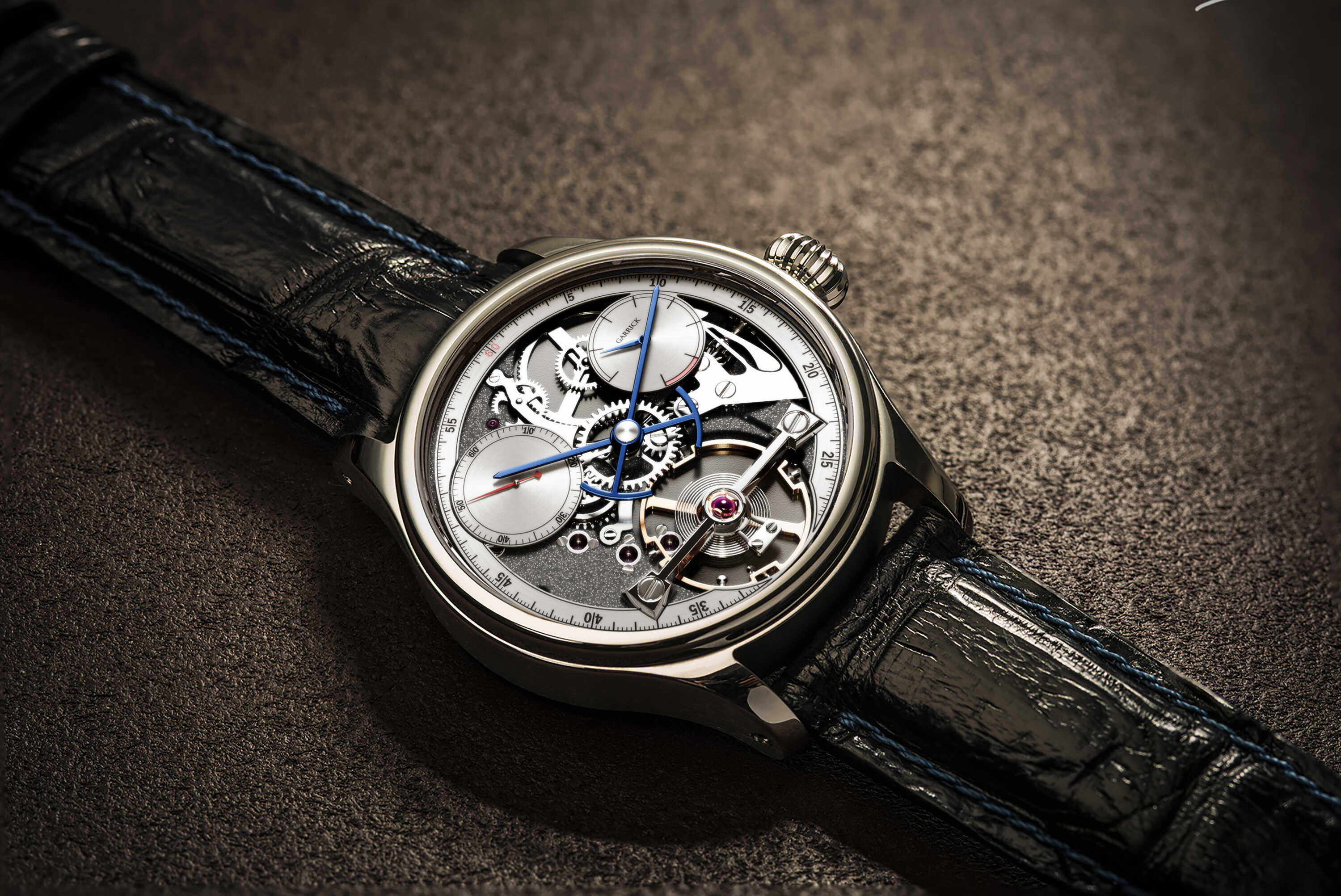 Garrick S3 watch with skeleton dial and in-house watch movement