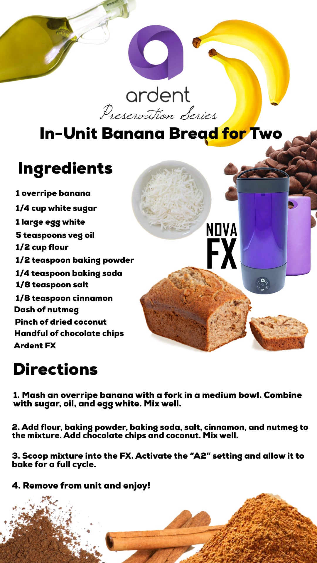 Ardent Nova FX Recipe NZ - Banana Bread for Two