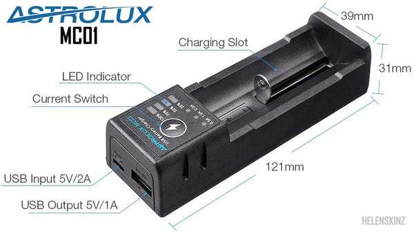 Astrolux 2 in1 18650 USB Battery Charger Diagram