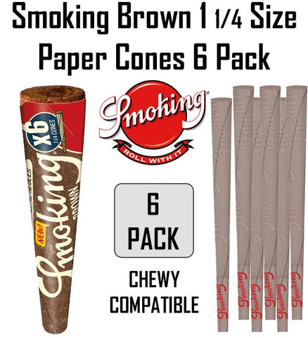 Smoking brown regular size paper cones 6 pack NZ