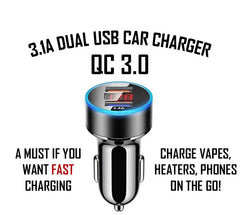 3.1A Dual USB Car Charger QC 3.0 LED Display Fast Charging NZ