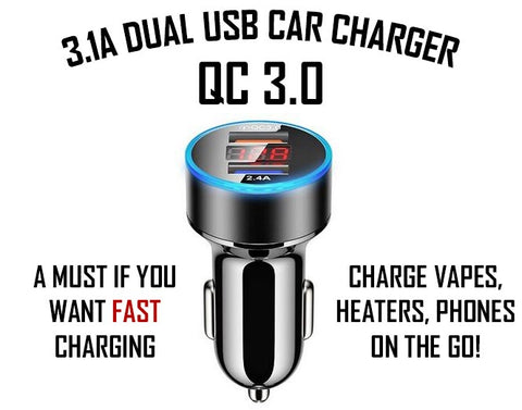 3.1A Dual USB Car Charger QC 3.0 LED Display