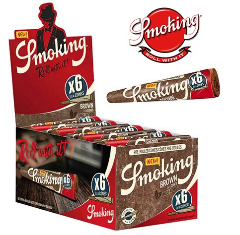 Smoking brown regular size paper cones 6 pack NZ