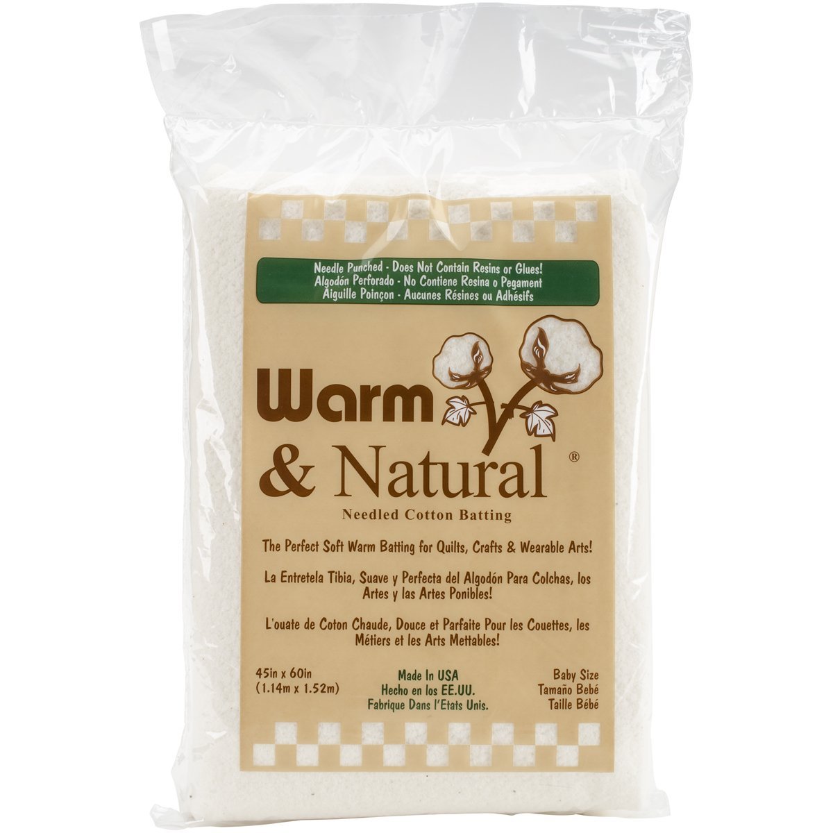 Warm & Natural Cotton Batting - Twin Size - 72 inch x 90 inch