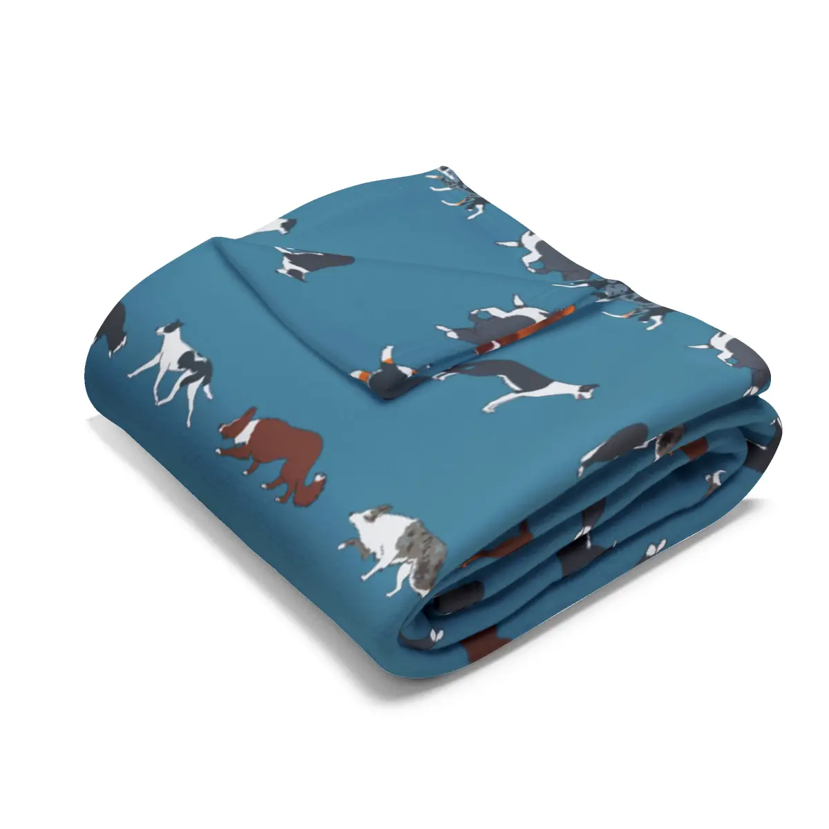 Border Collie Breed Pattern Arctic Fleece Blanket in Gray Lavender and Dusky Blue