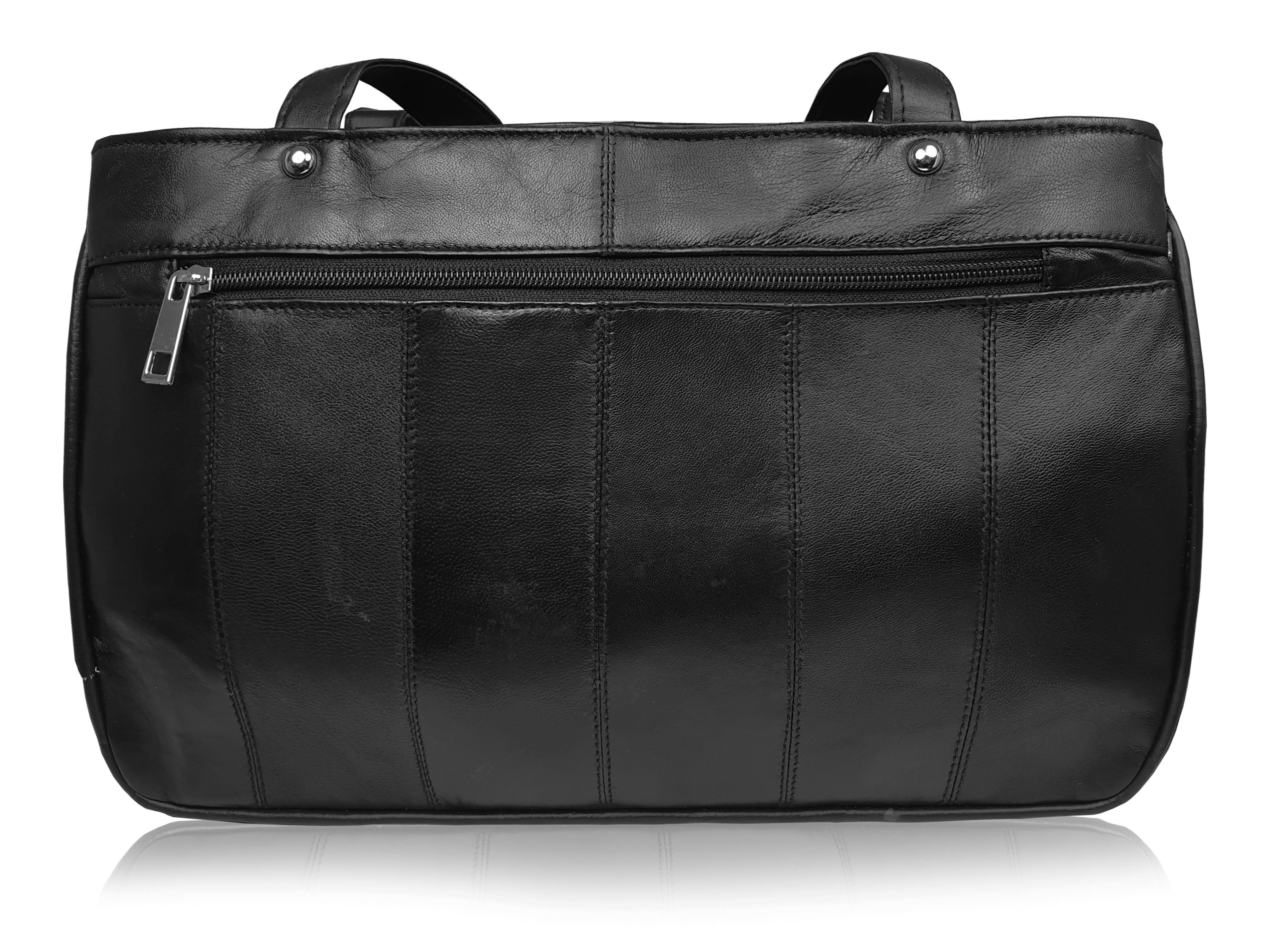 Ladies Black Real Leather Handbag - Women's Designer Size Shoulder Bag ...