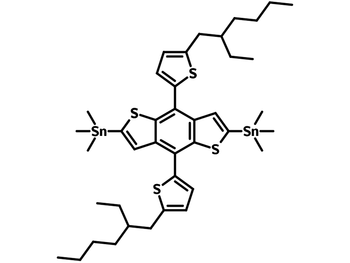 1352642-37-5, BDTT, chemical structure 2,6-Bis(trimethytin)-4,8-bis(5-(2-ethylhexyl)thiophen-2-yl)benzo[1,2-b:4,5-b’]dithiophene