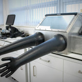 Positive pressure glove box with gloves inflated