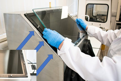 Ossila Laboratory Glove Box - use l-spacers to fit the glove box window