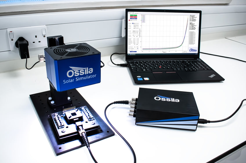Ossila Solar Simulator lab setup for solar cell testing