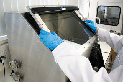 Ossila Laboratory Glove Box- place the metal frame on the screen