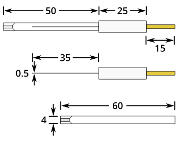 Ag/Ag+ reference electrode dimensions