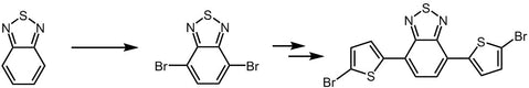 dibromo thienyl benzothiadiazole synthesis with benzothiadiazole via dibromo benzothiadiazole