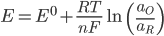 EMF of a cell with non-unit activity