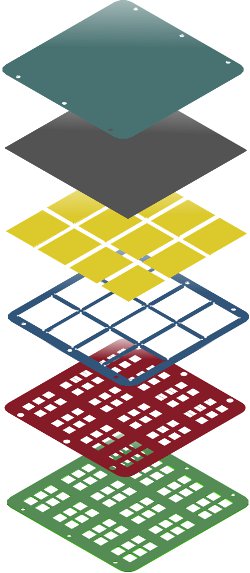 Long channel OFET evaporation stack 3D schematic