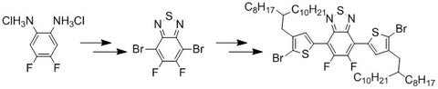 synthesis of pce11 monomer difluoro-dibromobenzothiadiazole,bis-bromo-octyldodecylthiophenyl-difluorobenzothiadiazole 