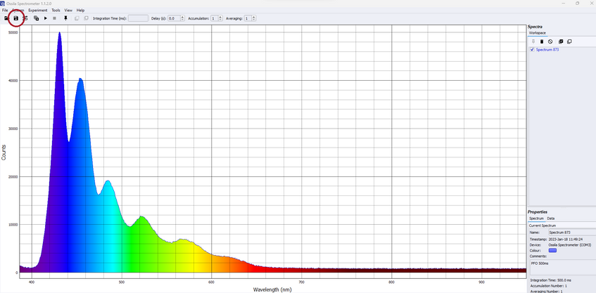 save spectra from spectrometer using saved checked spectra function