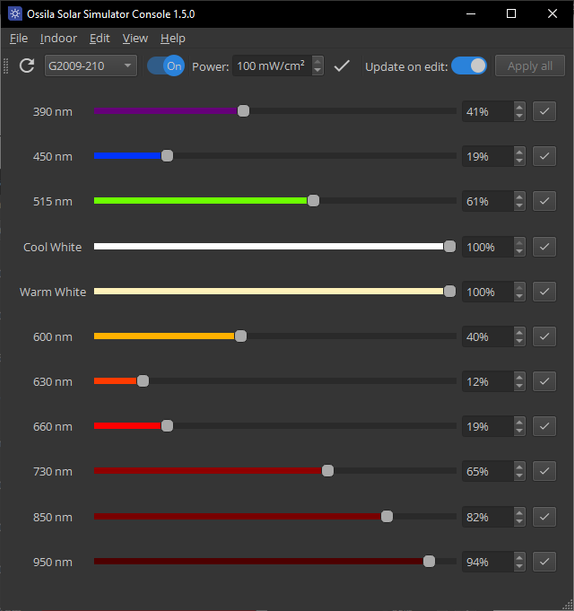 Automated solar simulator console software