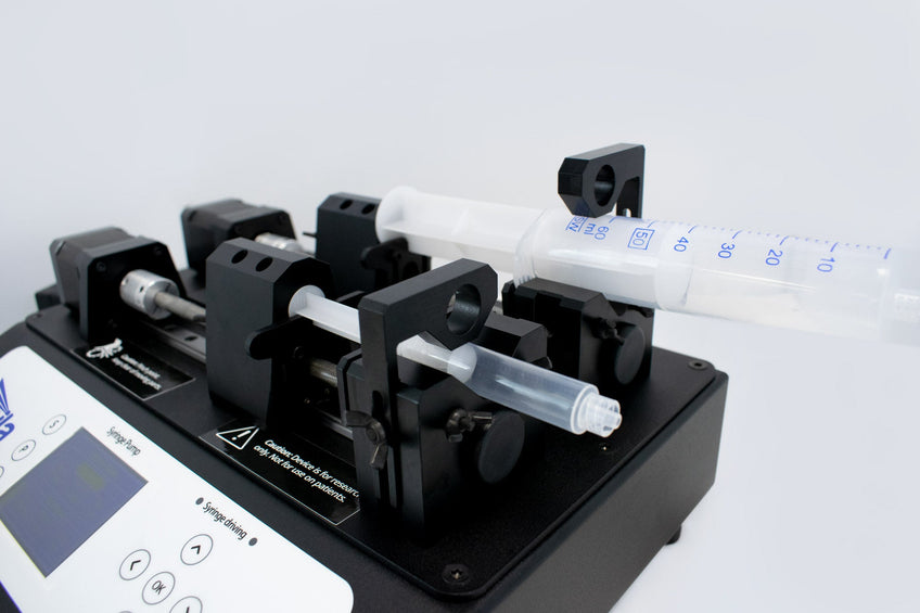 The Ossila Syringe Pump is small, self-contained, and lab-proof