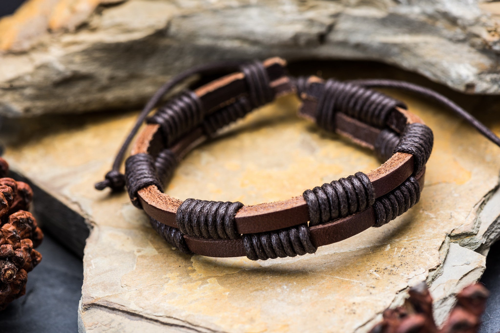 double woven leather bracelet