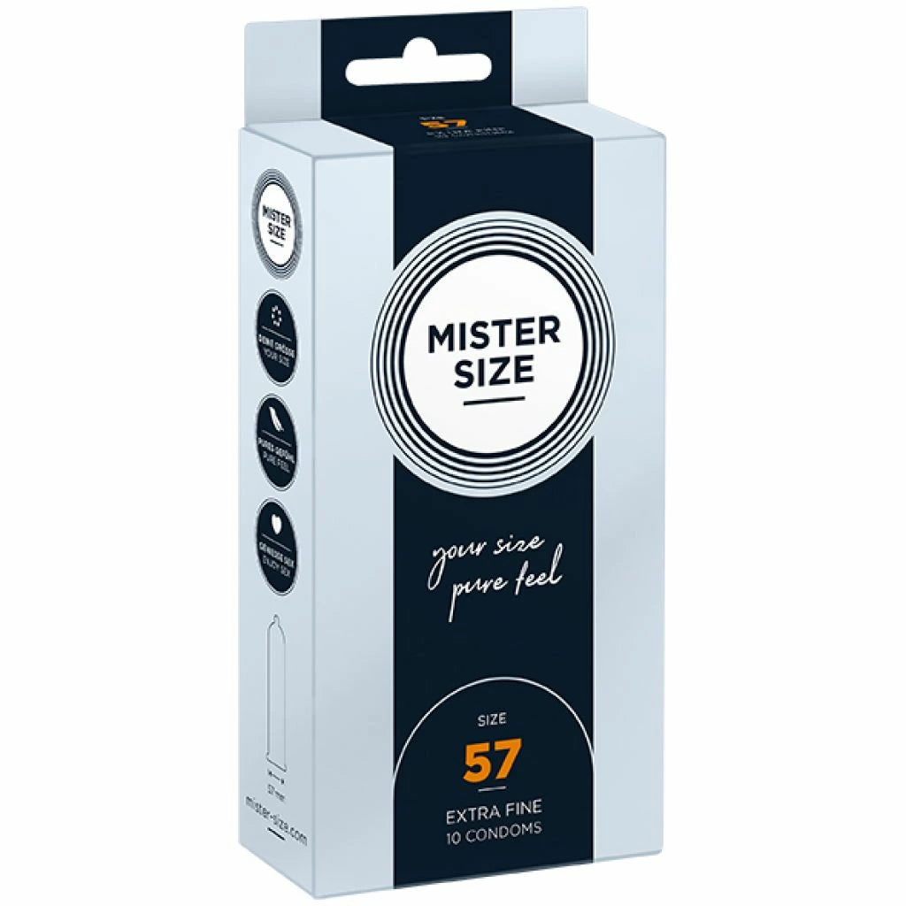 The EC günstig Kaufen-Mister Size - 57 mm Condoms 10 Pieces. Mister Size - 57 mm Condoms 10 Pieces <![CDATA[MISTER SIZE is the ideal companion for your sensitive, elegant penis. Working together you will create wonderful moments of great ecstasy. You really don't need a mighty