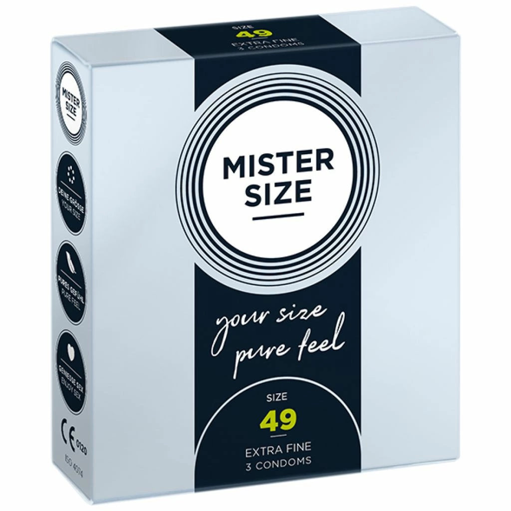 The EC günstig Kaufen-Mister Size - 49 mm Condoms 3 pcs. Mister Size - 49 mm Condoms 3 pcs <![CDATA[MISTER SIZE is the ideal companion for your sensitive, elegant penis. Working together you will create wonderful moments of great ecstasy. You really don't need a mighty beast t