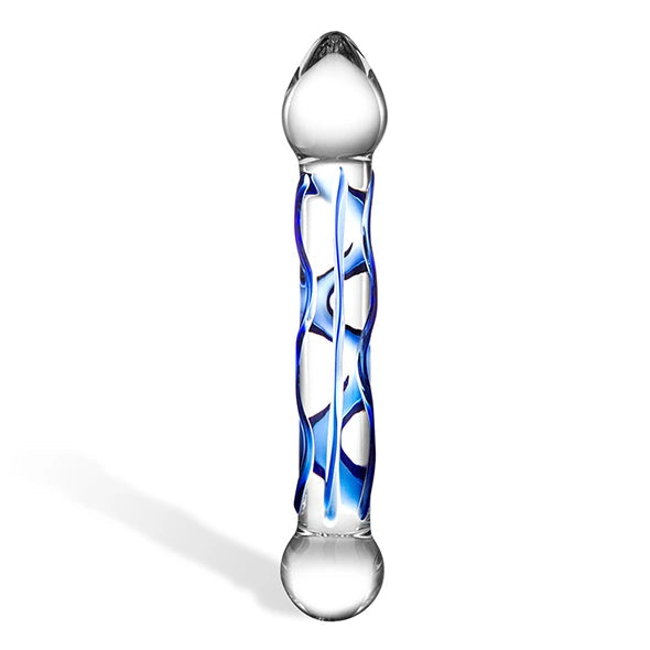 Figure günstig Kaufen-Glas - Full Tip. Glas - Full Tip <![CDATA[The Full Tip Textured Glass Dildo is magnificently crafted glass figure. It is made of beautifully clear glass with brilliant blue vein-like curves. The enlarged head adds deeper stimulation and raised textured en
