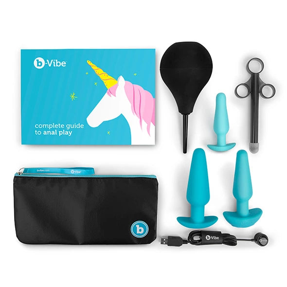 play the günstig Kaufen-B-Vibe - Anal Training & Education Set Blue. B-Vibe - Anal Training & Education Set Blue <![CDATA[b-Vibe believes that education is often the key to enjoying butt play. This 7-piece set is complete with three size plugs, each with a different sens