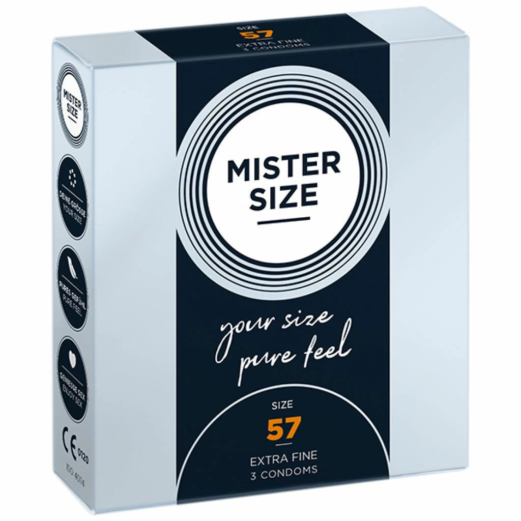 The EC günstig Kaufen-Mister Size - 57 mm Condoms 3 Pieces. Mister Size - 57 mm Condoms 3 Pieces <![CDATA[MISTER SIZE is the ideal companion for your sensitive, elegant penis. Working together you will create wonderful moments of great ecstasy. You really don't need a mighty b
