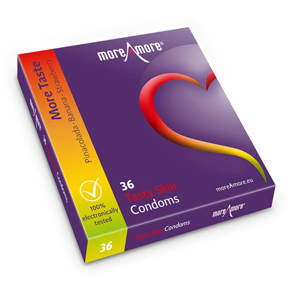 Pcs Ring günstig Kaufen-MoreAmore - Tasty Skin Condoms 36 pcs. MoreAmore - Tasty Skin Condoms 36 pcs <![CDATA[Indulge your pleasures! Bring a bit of fun in the bedroom with Tasty Skin condoms. Not only do they smell delicious they also taste sensational. Three different tastes: 
