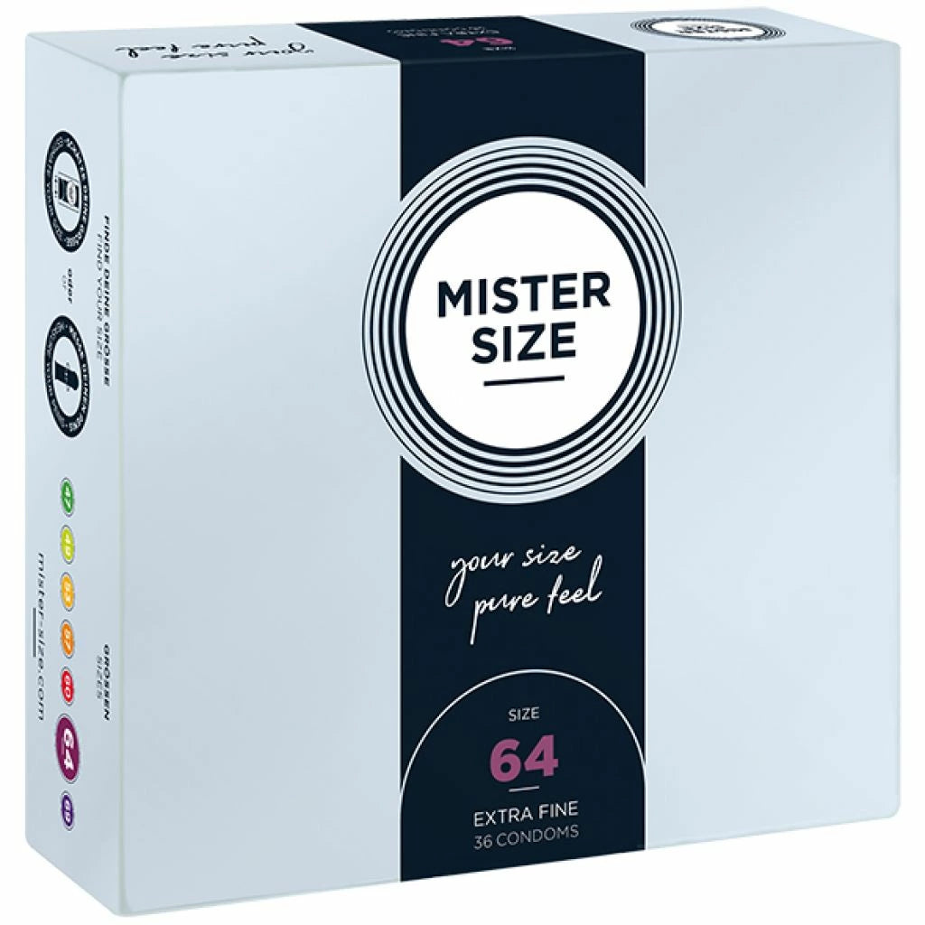 CS 64 günstig Kaufen-Mister Size - 64 mm Condoms 36 Pieces. Mister Size - 64 mm Condoms 36 Pieces <![CDATA[MISTER SIZE is the ideal companion for your sensitive, elegant penis. Working together you will create wonderful moments of great ecstasy. You really don't need a mighty