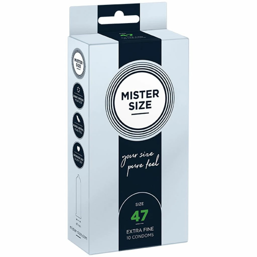 The EC günstig Kaufen-Mister Size - 47 mm Condoms 10 Pieces. Mister Size - 47 mm Condoms 10 Pieces <![CDATA[MISTER SIZE is the ideal companion for your sensitive, elegant penis. Working together you will create wonderful moments of great ecstasy. You really don't need a mighty