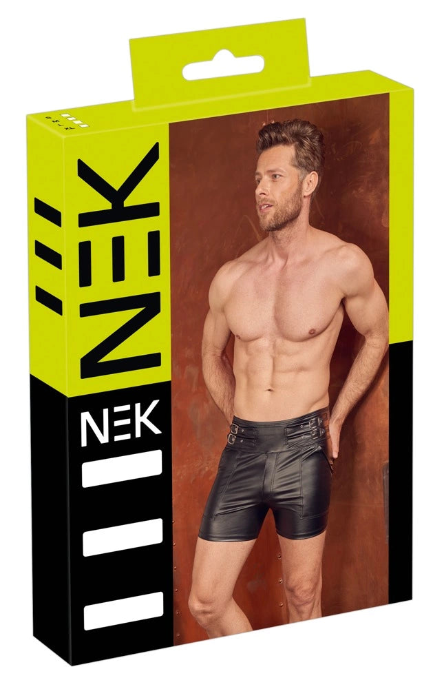 Of S  günstig Kaufen-Men's Shorts black S. Men's Shorts black S <![CDATA[Exclusive high-waist design!. Black shorts from NEK made out of trendy matte look material. They are high-waist shorts which have two adjustable buckle straps at either side.. There is a practical, padde