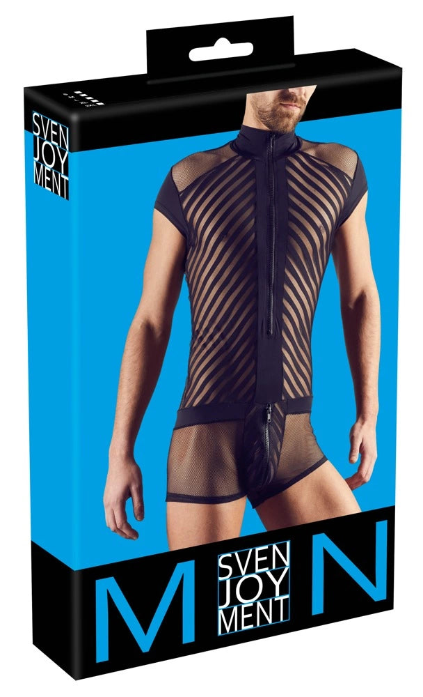 Playsuit in günstig Kaufen-Men´s Playsuit S. Men´s Playsuit S <![CDATA[Let's a man show off what they have!. This playsuit with short sleeves puts its wearer in the limelight! The two types of net and the trendy stripe design allow cheeky glimpses. Zip at the front and a 