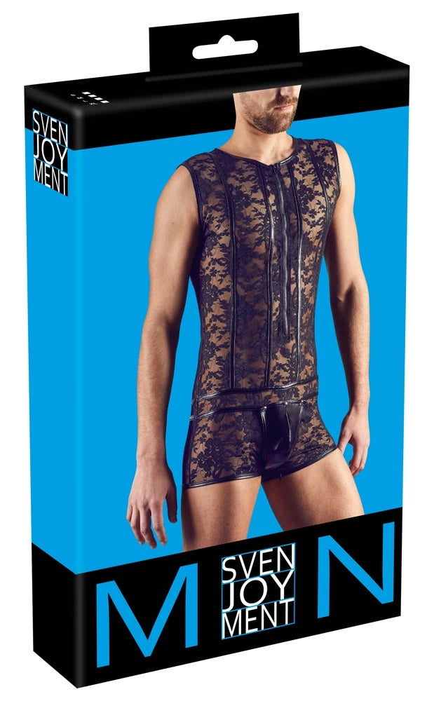 of Man günstig Kaufen-Men's Body Lace L. Men's Body Lace L <![CDATA[Fancy material mix with exciting extras!. This body has a zip at the front and looks extremely sexy because of the hot combination of stretchy floral lace and narrow wet look stripes. A man's best asset will a