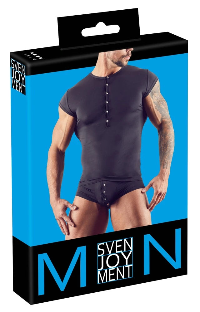 Light and günstig Kaufen-Men´s Shirt M. Men´s Shirt M <![CDATA[Attention all men!. This slightly transparent shirt made out of thin stretchy microfibre will put you in the limelight. With short sleeves and silver-coloured press studs at the front.. Black. 85% polyamide,