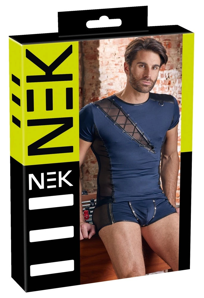 T Shirt  günstig Kaufen-Men's Shirt XL. Men's Shirt XL <![CDATA[Masculine and comfortable at the same time!. Eye-catching shirt in blue/black.. The shirt stands out from the rest because of the extremely stretchy combination of opaque, soft microfibre and transparent powernet wi