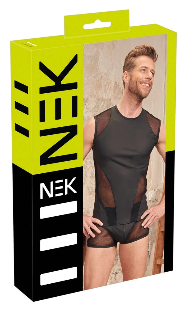 The of günstig Kaufen-Men's Shirt L. Men's Shirt L <![CDATA[An exclusive design that is extremely comfortable to wear!. Sleeveless, black shirt from NEK made out of emphasising matte look material with transparent net inserts at either side at the front and over the front of t