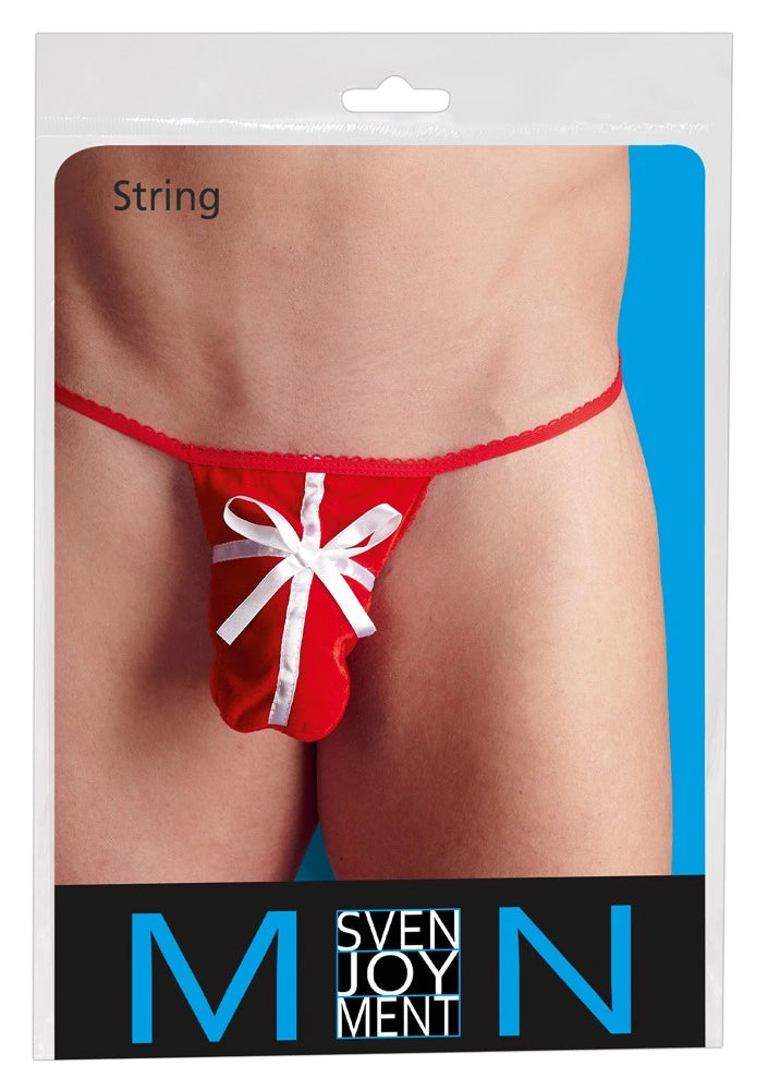 10 SW günstig Kaufen-Men's String S-L. Men's String S-L <![CDATA[Ladies love it so …. … Cunningly wrapped precious things! String made of red velvet with white satin straps and bow. Just so sweet!. 100% polyester.]]>. 