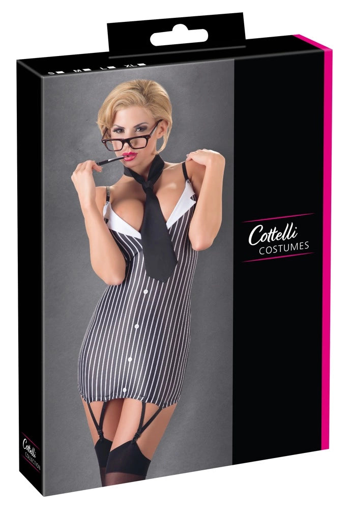 Strap On günstig Kaufen-Secretary L. Secretary L <![CDATA[Office, Office..!. Tight fitting dress with adjustable straps and two suspender straps at the front. Decorative buttons down the front and a slight collar around the low-cut cleavage area. Tie included.. 92% polyester, 8%