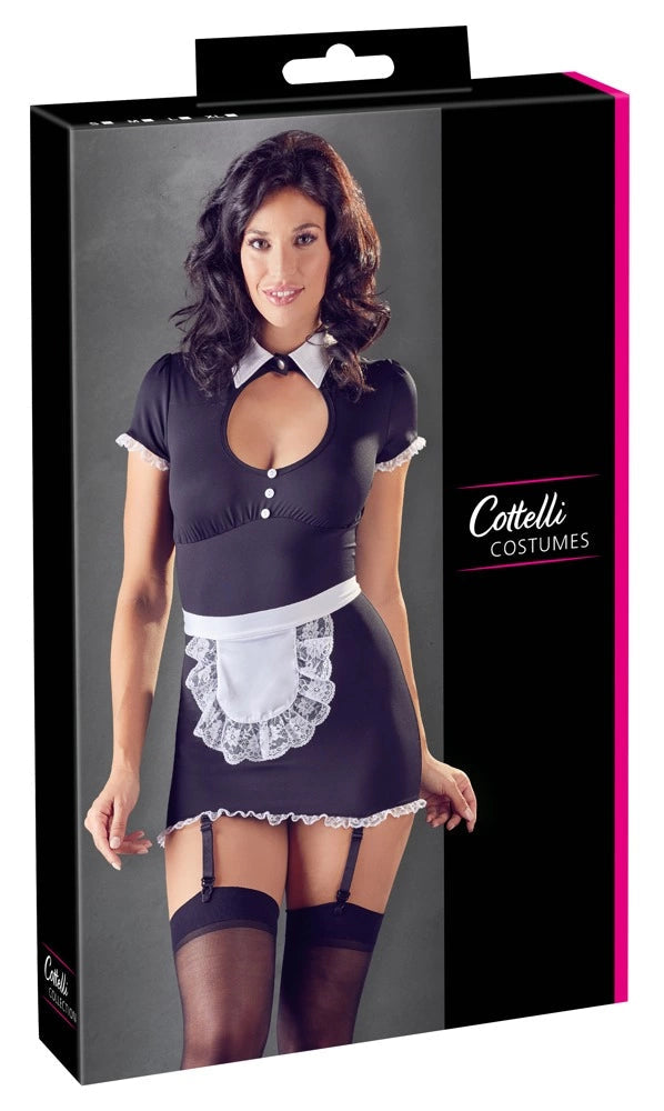 Lace Dress günstig Kaufen-Maid's Dress S. Maid's Dress S <![CDATA[For extra hot maid games!. Tapered suspender dress with a round neckline, decorative collar and ruffled lace on the sleeves and hem. The suspender straps are adjustable and removable. The apron that ties adds the fi