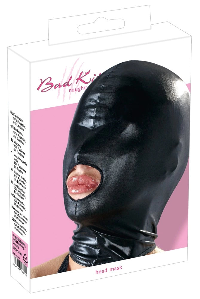 and the günstig Kaufen-Head Mask Black. Head Mask Black <![CDATA[For a very special perspective!. Tight-fitting mask made out of very shiny black wet look. The mouth hole makes backchat possible… Stretchy, stitched seam around the neck. 92% polyester, 8% spandex.]]>. 
