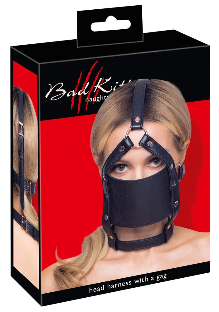 High günstig Kaufen-Bad Kitty Head Harness. Bad Kitty Head Harness <![CDATA[A beautiful, bizarre look that is also comfortable!. High-quality head harness from Bad Kitty with a firm ball gag (Ø 4 cm). It has a stylish leather look with rose-gold coloured metal elements. The